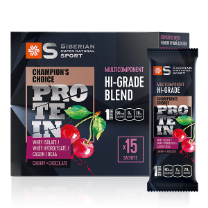 Tăng cường quá trình phục hồi sức khỏe Siberian Super Natural Sport Multicomponent hi-grade protein Cherry & Chocolate SK71