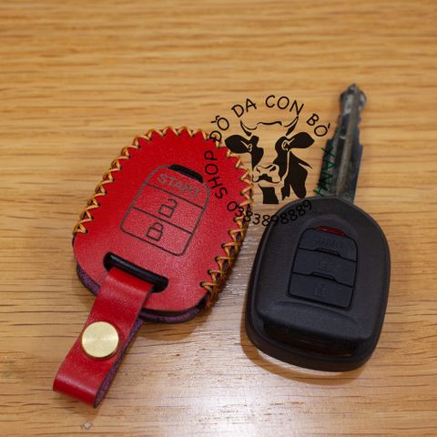  Bao da chìa khóa Chevrolet Spark chìa khoá cơ 3 nút handmade da thật 