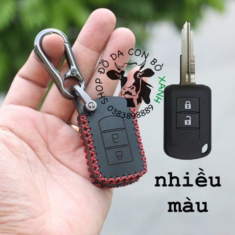  Bao Da Chìa Khoá ô tô Mitsubishi Xpander, Triton, Attrage, Mirage, Lancer (chìa cơ) handmade Da Thật 002 