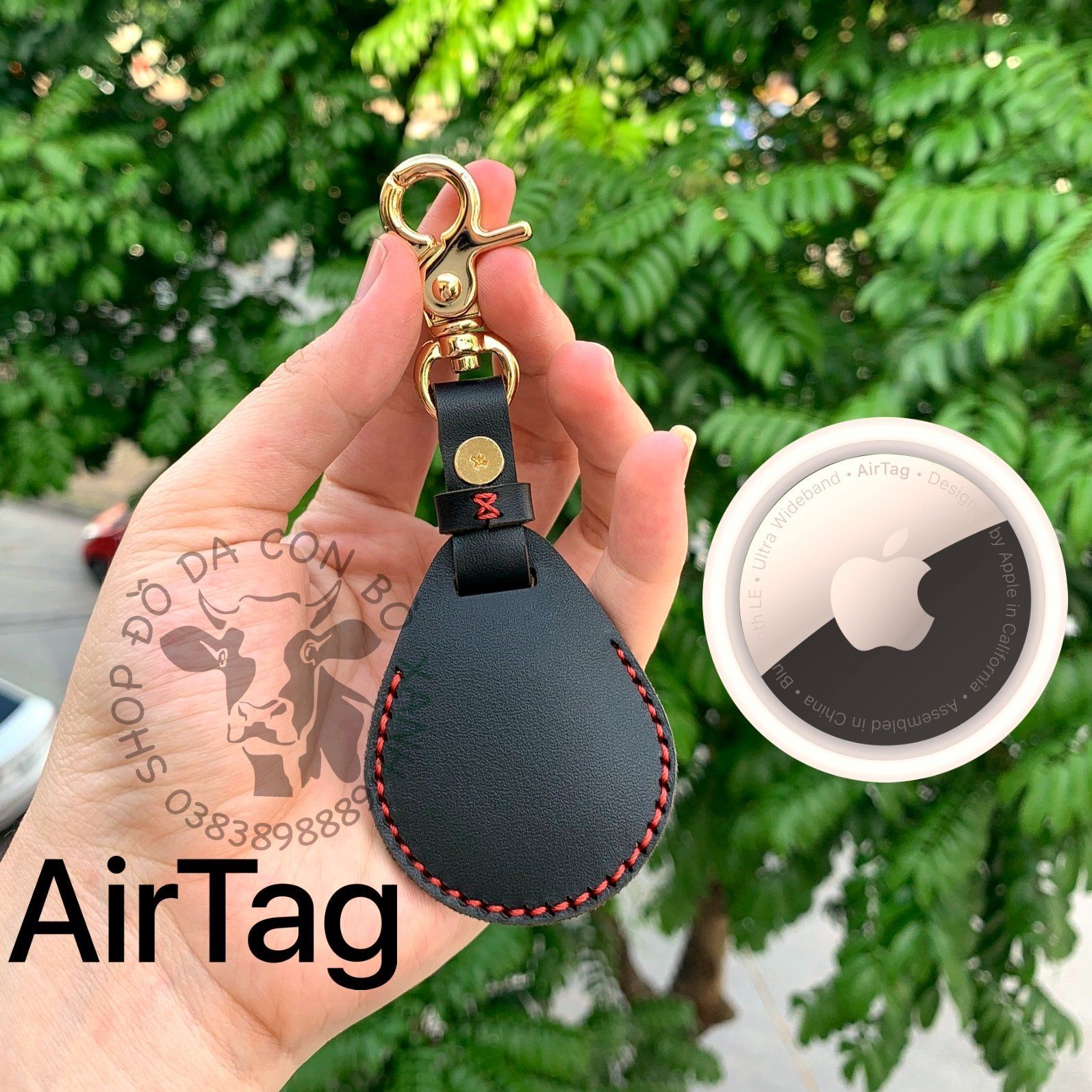 Bao da Apple Airtag, Air Tag da thật handmade
