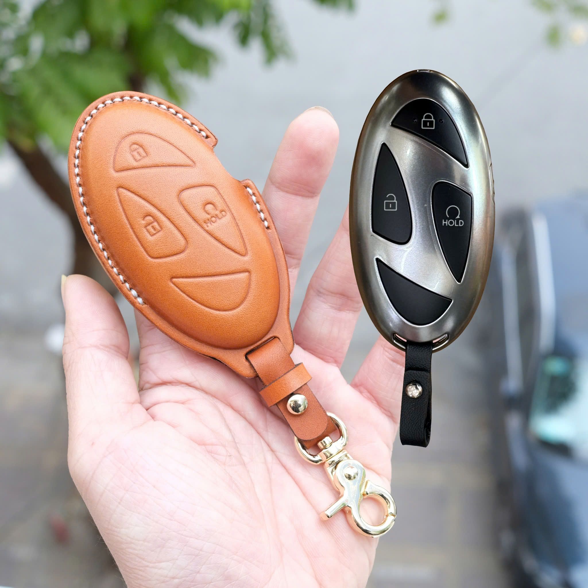 Bao Da Chìa Khoá Hyundai SantaFe 2024 2025, Tucson 2024 2025 ép phom all new phom mới handmade da thật 010e