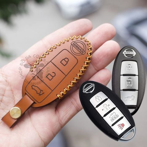  (Da Thật) Bao Da Chìa Khóa Ôtô Nissan Xtrail, Navara, teana, terra,... Da Bò Nhập Khẩu, Khắc Tên + Số ĐT Chủ Xe 002 