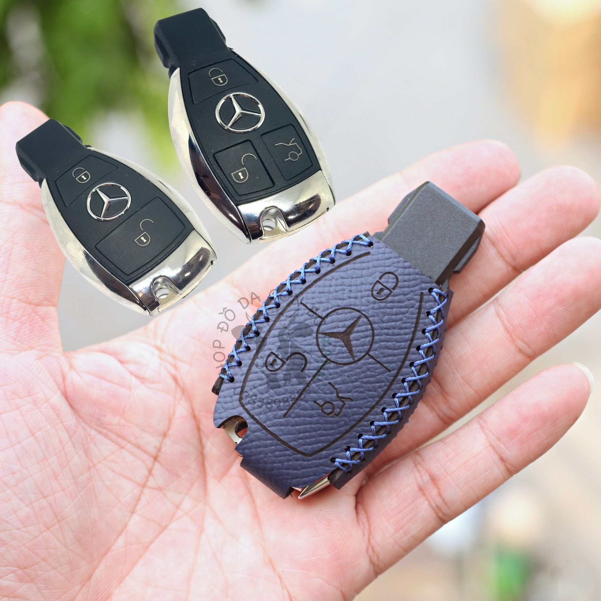 Bao Da Chìa Khóa ô tô mercedes, mec (Da Thật, Giá tận Xưởng màu thật như ảnh) 001