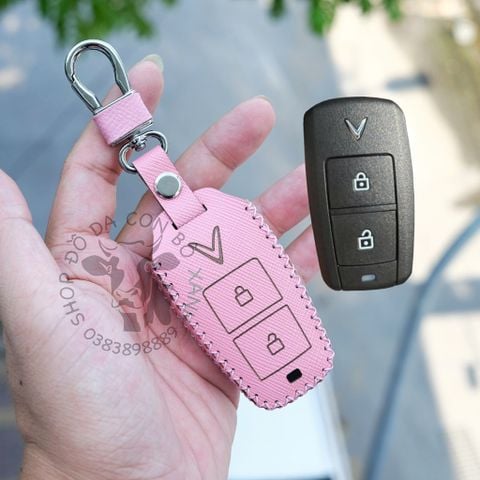  Bao da bọc ốp chìa khoá Vinfast VF3 xe điện VF 3 handmade da thật 004b 