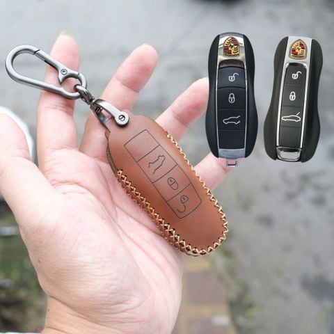  Bao da chìa khoá PORSCHE Macan, Cayenne, Panamera, 911, 718 Pors handmade da thật 
