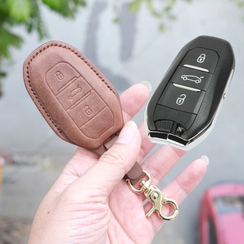  Bao Da Chìa Khoá Ép Phom Peugeot 3008, 5008, 2008 all new handmade da thật 001 