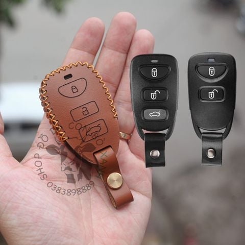  Bao Da Chìa Khoá Hyundai Tucson, SantaFe, Starex 2006-2011, KIA Carens, Sportage 2005-1010 handmade Da Thật 012 