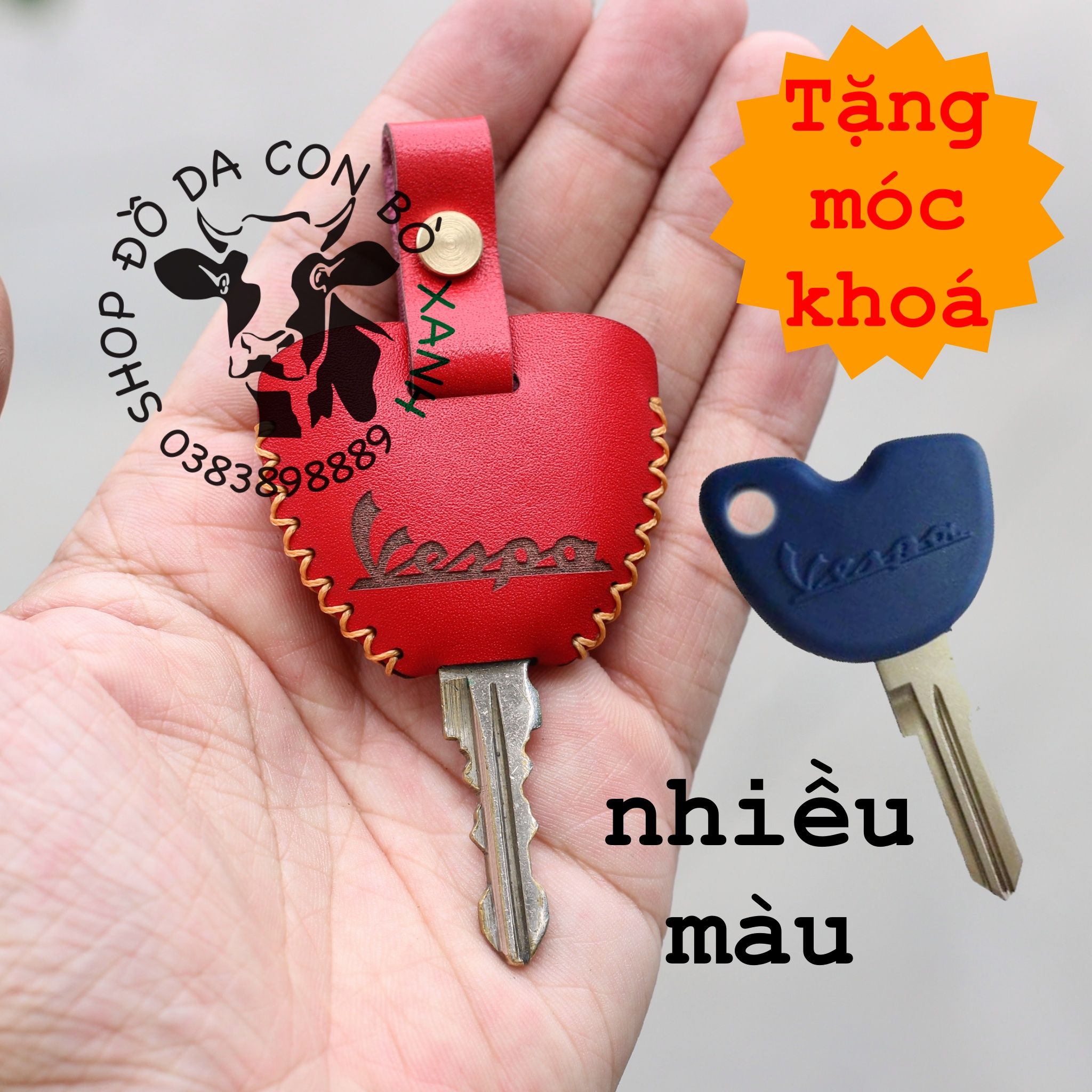 Bao Da Chìa Khóa Vespa handmade da thật