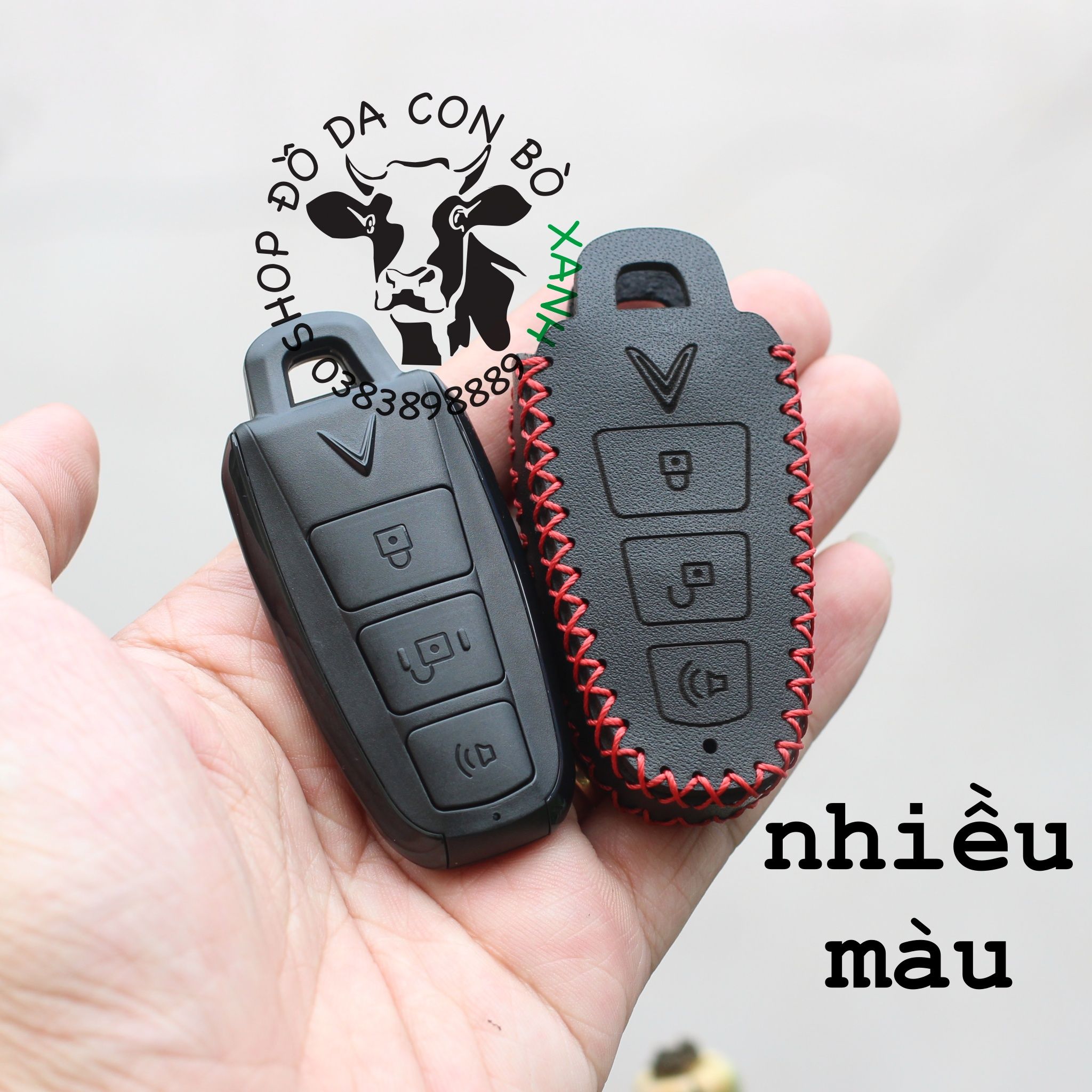 Bao da chìa khoá Xe điện Vinfast Klara S handmade da thật