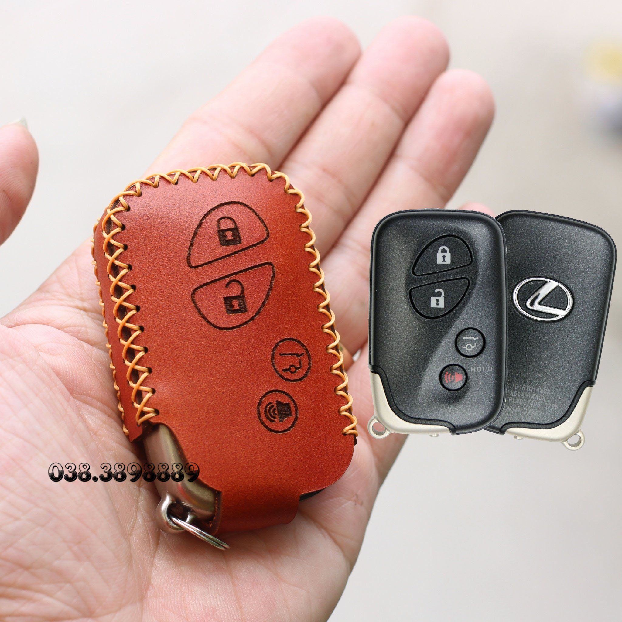Bao da chìa khoá Lexus handmade da thật (Lexus RX, GX, LX, ES...) 001
