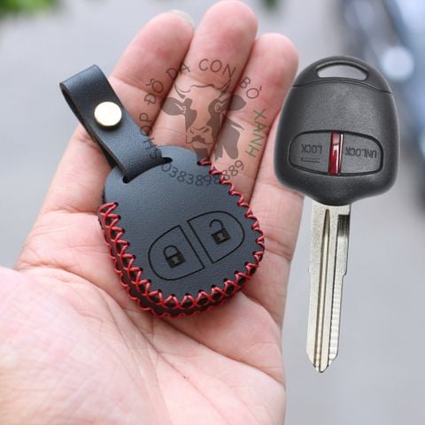  Bao da chìa khoá Mitsubishi Grandis , Triton, Pajero Sport, Mirage, Outlander, Lancer (chìa cơ) handmade da thật 