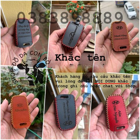  Bao Da Chìa Khoá Hyundai Sonata, Tucson, Santafe, Genesis, i30, Elantra, Veloster Handmade Da Thật 004 