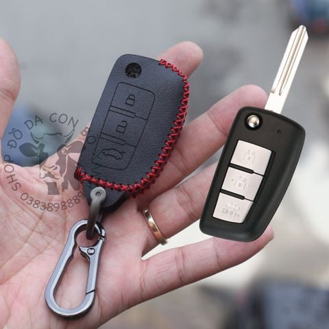  Bao Da Chìa Khoá Nissan chìa gập, Nissan Almera Handmade Da Thật 003 