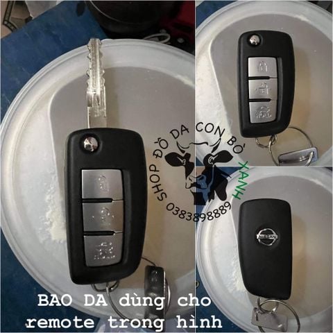  Bao Da Chìa Khoá Nissan chìa gập, Nissan Almera Handmade Da Thật 003 