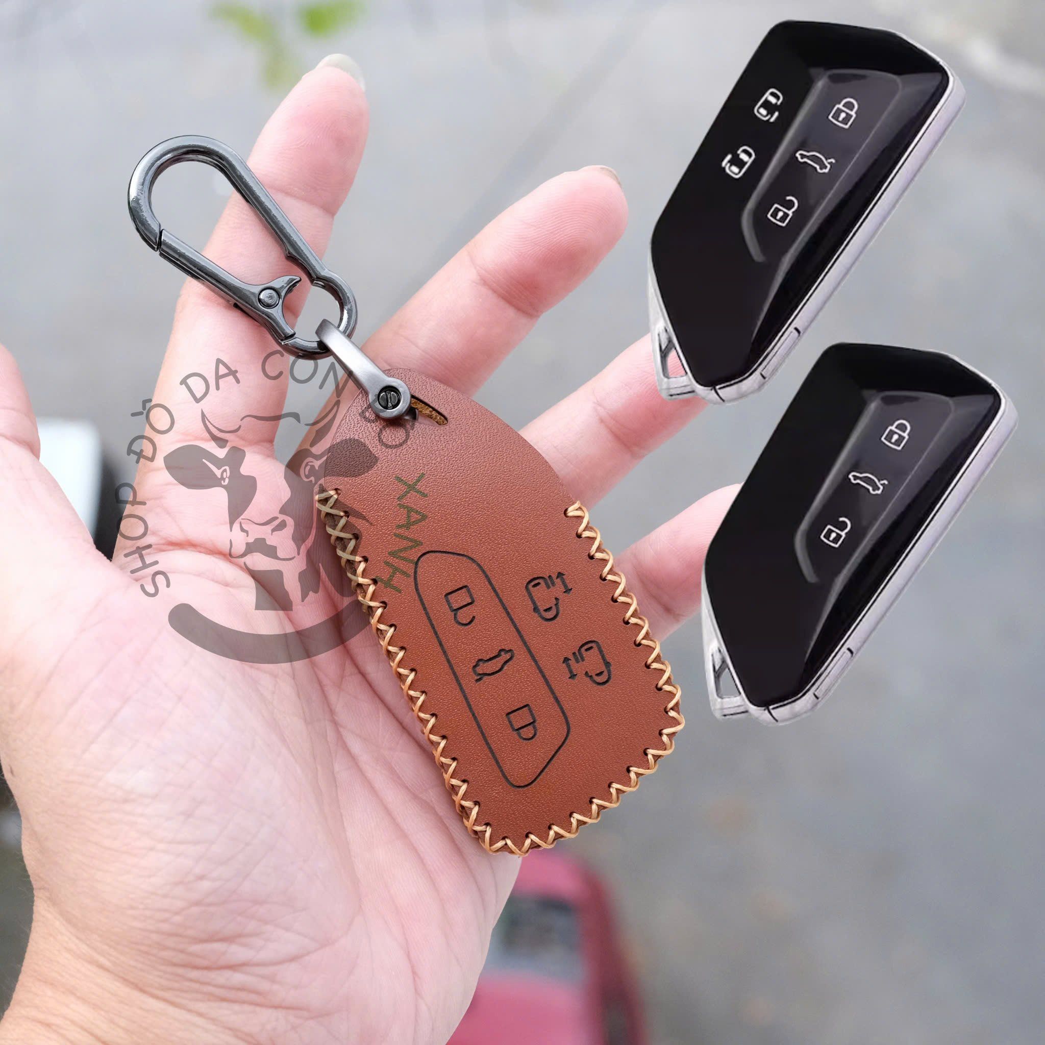 Bao da bọc ốp chìa khoá Volkswagen Viloran, Teramont, Tiguan, Luxury S, T-Cross handmade da thật