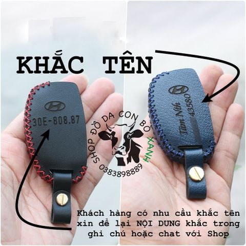  Bao da chìa khóa Hyundai Accent Blue 2013 2017, Solati , Elantra 2013 2015, i10 bản base handmade da thật (chìa gập) 005 
