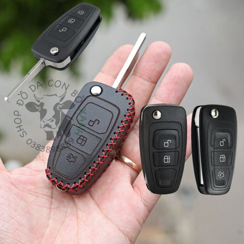  Bao da chìa khoá Ford Focus, Ecosport, Fiesta, Ranger chìa Gập handmade da thật 002 