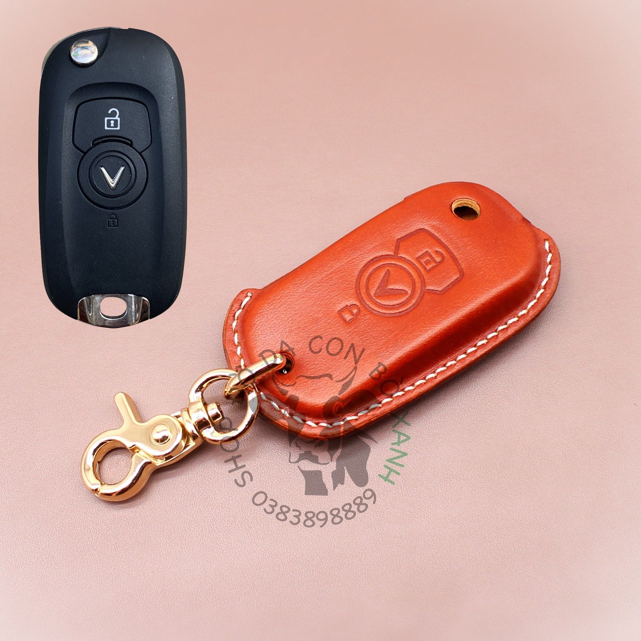 Bao Da Chìa Khoá Ép Phom Vinfast Fadil handmade da thật 001e