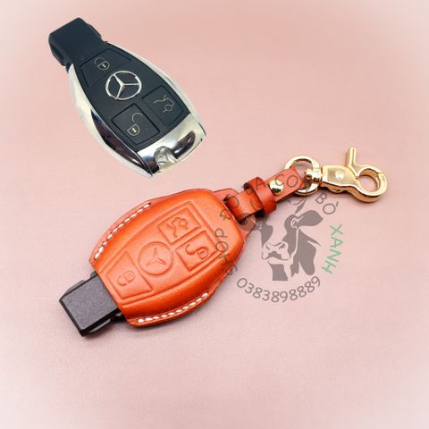  Bao Da Chìa Khoá Ép Phom Mercedes handmade da thật, bao da chìa khoá Mec 001e 
