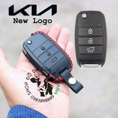  Bao da chìa khóa Kia Sonet bản Deluxe LOGO mới Handmade da thật 005B 