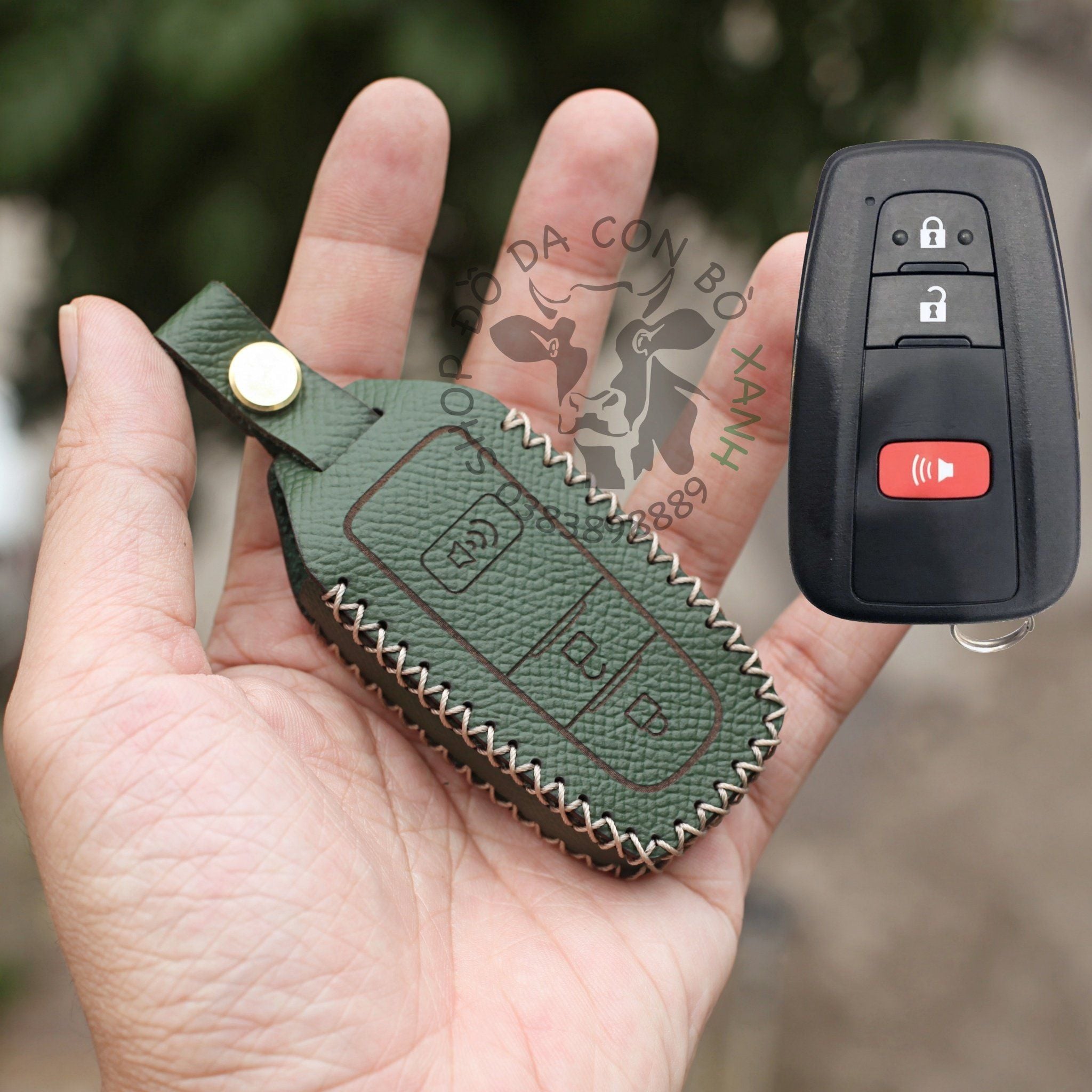 Bao da chìa khoá Toyota Corolla Cross handmade da thật, Corola Cross 010 MS2