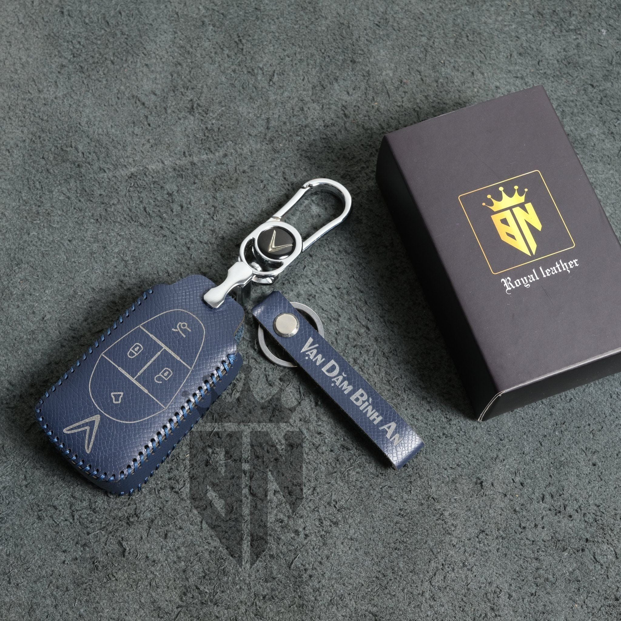 Bao da bọc ốp chìa khoá xe ô tô Vinfast E34, VF6, VF7, VF8, VF9 xe điện VFE34 handmade da thật 003