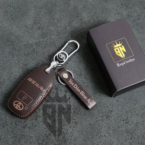  Bao da móc khoá bọc ốp chìa khoá xe ô tô Toyota Raize, Veloz 2023, AVANZA 2023, Yaris Cross bản xăng handmade da thật 