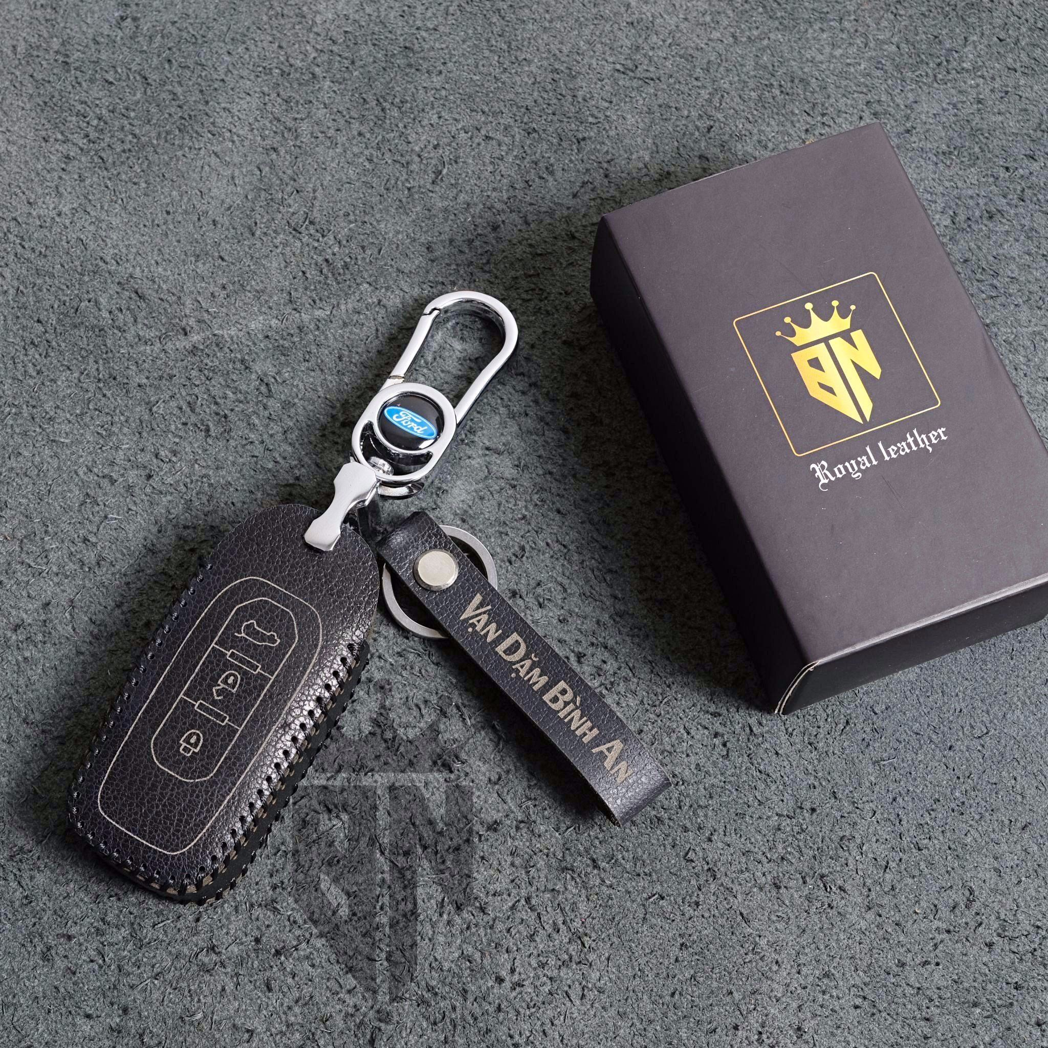 Bao da, bọc, ốp, chìa khoá xe ô tô Ford Territory 2022 2023 Teritory handmade da thật 009