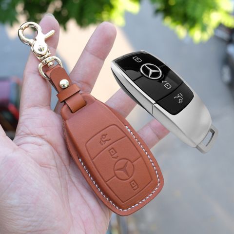  Bao Da Chìa Khoá Ép Phom Mercedes handmade da thật, bao da chìa khoá Mec (dòng mới 2019) 002e 