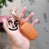 Bao da bọc ốp chìa khoá Vinfast VF3 xe điện VF 3 ép phom handmade da thật 004e