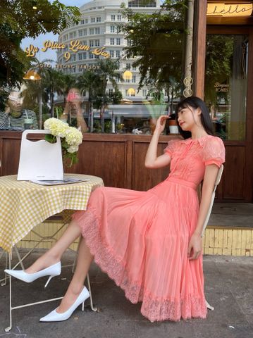 Hera pleated chiffon dress - MIDI