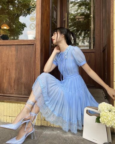 Hera pleated chiffon dress - MINI