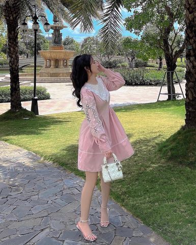 Crochet poplin dress