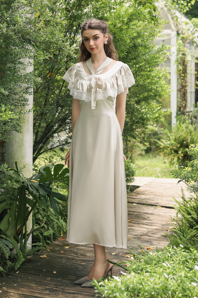 Kelly Silk Dress - Beige