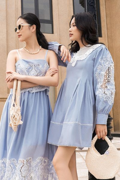 Crochet poplin dress