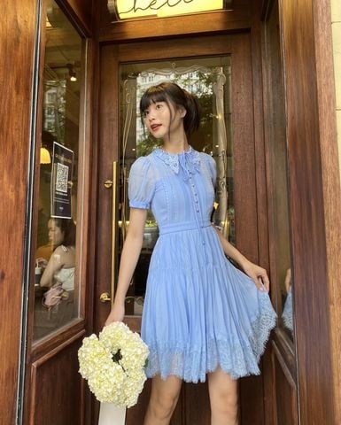 Hera pleated chiffon dress - MINI