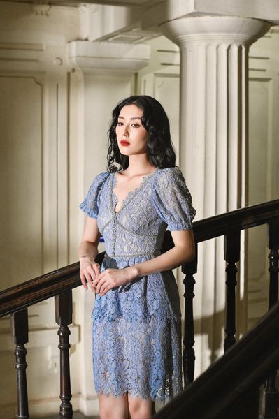 Lace embellished MINI - White