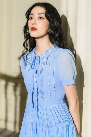 Hera pleated chiffon dress - MINI