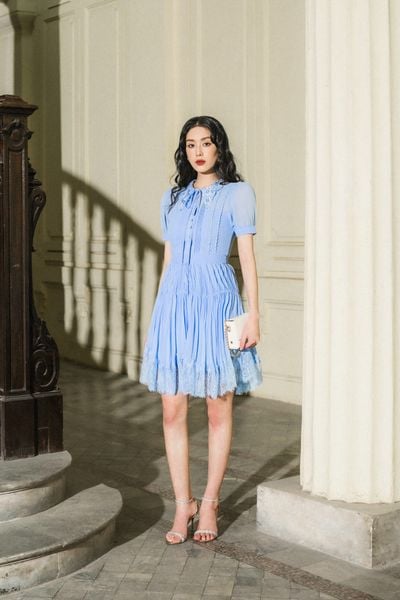 Hera pleated chiffon dress - MINI