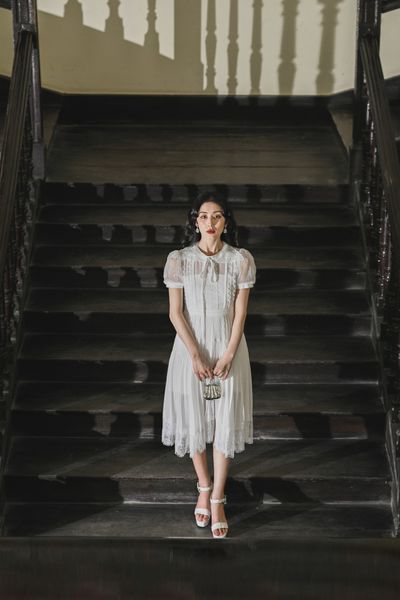Hera pleated chiffon dress - MIDI