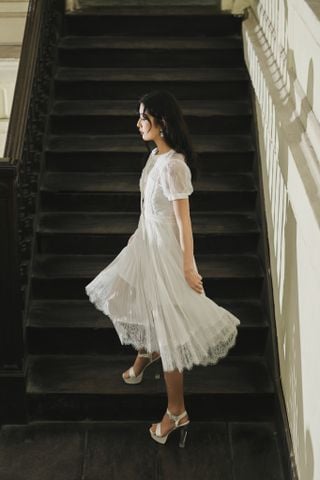 Hera pleated chiffon dress - MIDI