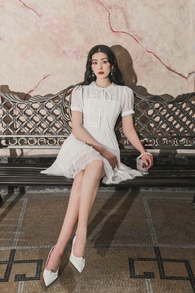Hera pleated chiffon dress - MINI