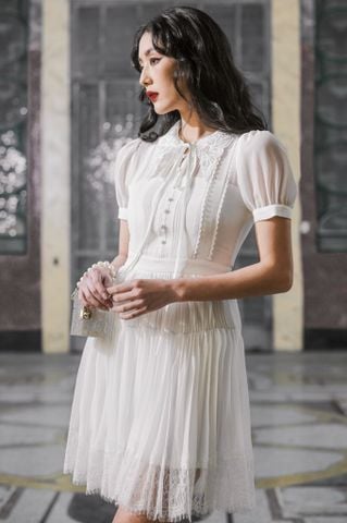 Hera pleated chiffon dress - MINI