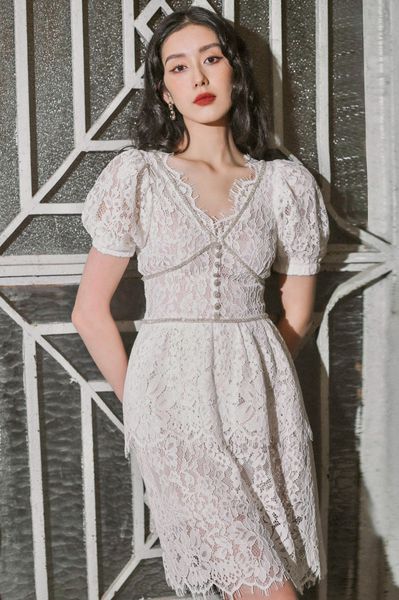 Lace embellished MINI - White