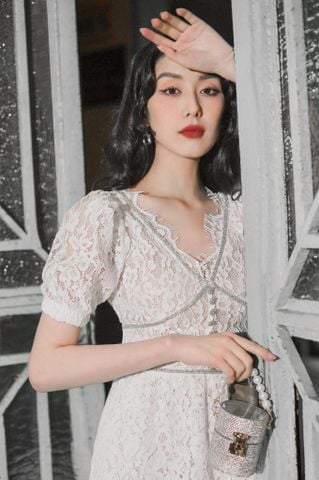 Lace embellished MINI - Cream