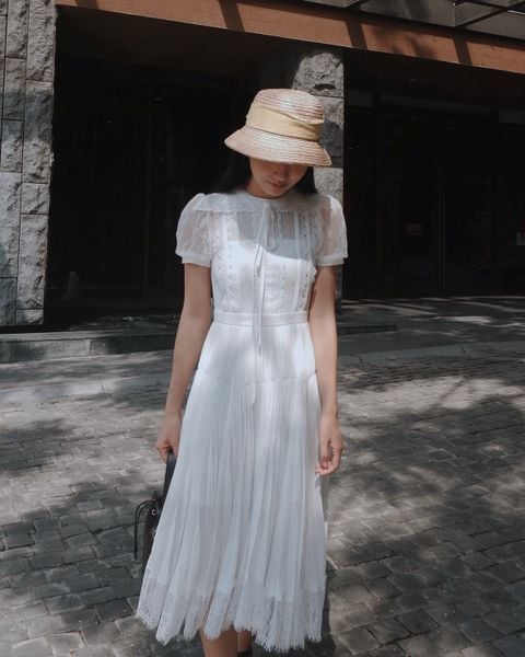Hera pleated chiffon dress - MIDI