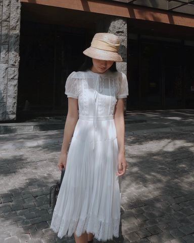 Hera pleated chiffon dress - MIDI