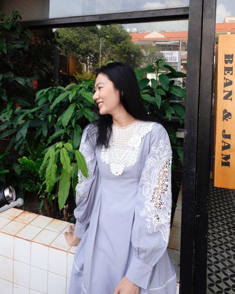 Crochet poplin dress