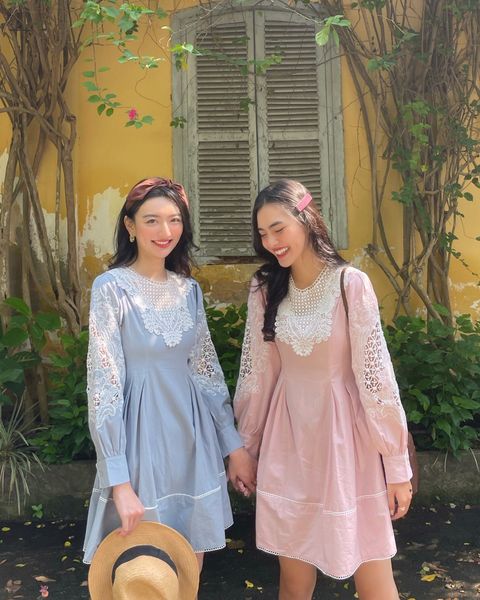 Crochet poplin dress