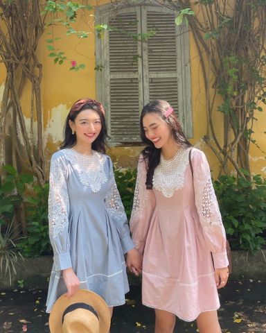 Crochet poplin dress